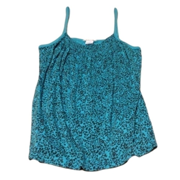 Lilu Tops - Lilu teal black cheetah leopard animal print smocked cami medium